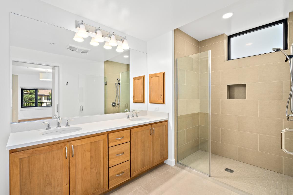 View of a bathroom, including a spacious shower